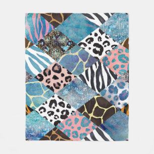 Patchwork stijl, waterverf collage patroon. fleece deken