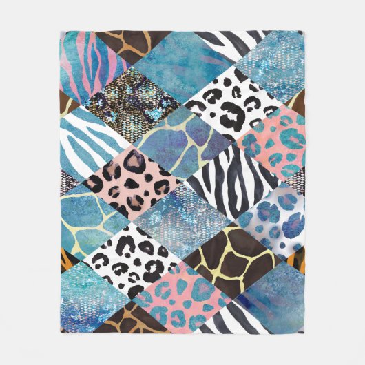 Patchwork stijl, waterverf collage patroon. fleece deken (Voorkant)