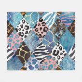 Patchwork stijl, waterverf collage patroon. fleece deken (Voorkant (Horizontaal))