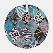 Patchwork stijl, waterverf collage patroon. glas ornament (Achterkant)