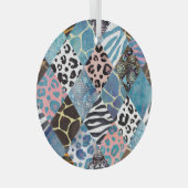 Patchwork stijl, waterverf collage patroon. glas ornament (Voorkant Rechts)