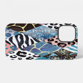 Patchwork stijl, waterverf collage patroon. iPhone hoesje (Achterkant horizontaal)