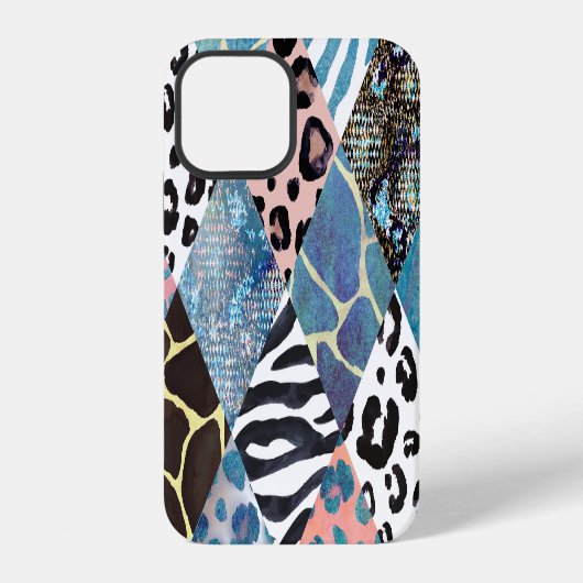 Patchwork stijl, waterverf collage patroon. iPhone hoesje (Achterkant)