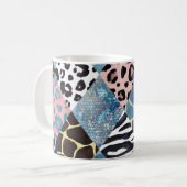 Patchwork stijl, waterverf collage patroon. koffiemok (Voorkant links)
