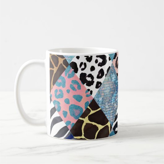 Patchwork stijl, waterverf collage patroon. koffiemok (Links)