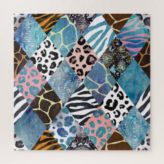 Patchwork stijl, waterverf collage patroon. legpuzzel (Verticaal)