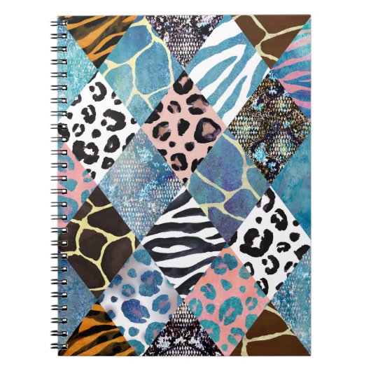 Patchwork stijl, waterverf collage patroon. notitieboek (Voorkant)