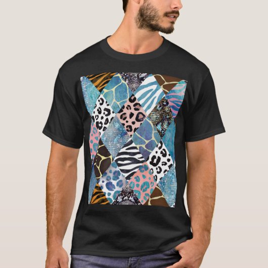 Patchwork stijl, waterverf collage patroon. t-shirt (Voorkant)