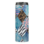 Patchwork stijl, waterverf collage patroon. thermosbeker (Achterkant)