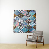 Patchwork stijl, waterverf collage patroon. wandkleed (In Situ (horizontaal))