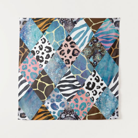 Patchwork stijl, waterverf collage patroon. wandkleed (Voorkant)