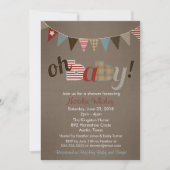 Patchwork Stitch Rustic Quilt Banner Baby shower Kaart (Voorkant)