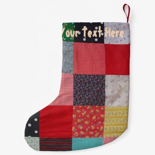 patchwork - stof met schattige sneeuwkunst kerst kleine kerstsok (Achterkant)