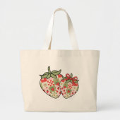 Patchwork Strawberry Hearts Cute Coquette Art Grote Tote Bag (Voorkant)