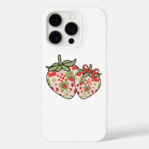 Patchwork Strawberry Hearts Schattigee Coquette Ar iPhone 16 Pro Hoesje