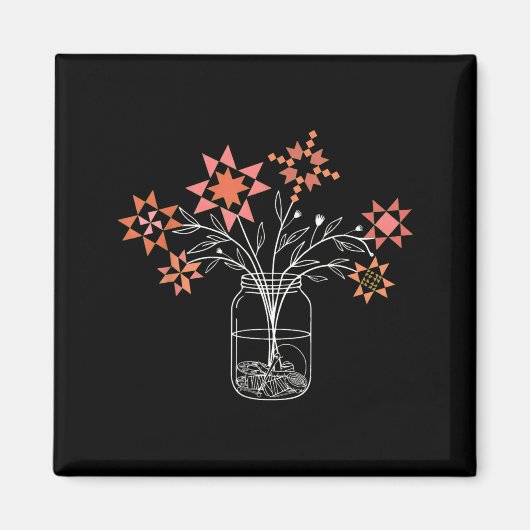 Patchwork sy Jar Grappig Quilt Blok Bloem Magneet (Voorkant)