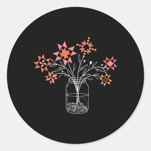 Patchwork sy Jar Grappig Quilt Blok Bloem Ronde Sticker (Voorkant)