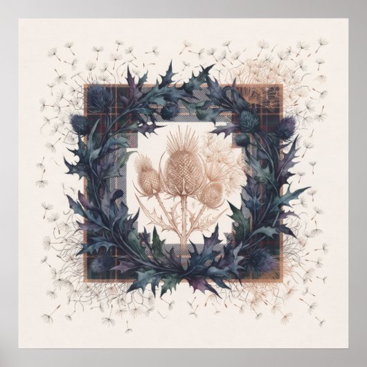 Patchwork Tartan Distel Kaarddistel Schotse Krans Poster (Voorkant)