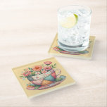 Patchwork Teacup with Whimsical Flowers Glazen Onderzetter<br><div class="desc">A charming fusion of cozy cottagecore and nostalgic patchwork, this design features a teacup bursting with whimsical florals in soft, pastel hues. Each panel of the teacup is adorned with vintage-inspired fabric patterns—plaids, florals, and polka dots—stitched together with visible seams for a handmade, quilt-like look. The surrounding flowers bloom in...</div>