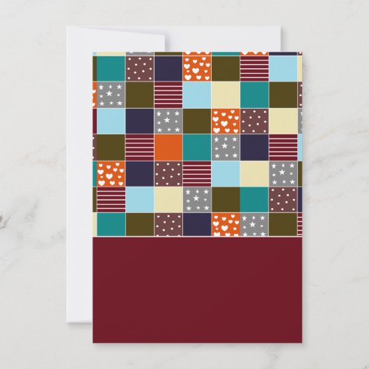 Patchwork Teddy Bear, Baby shower Bingo (Achterkant)