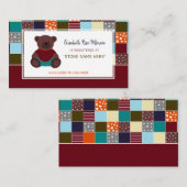 Patchwork Teddy Bear, Baby shower Gift Registry Informatiekaartje (Voorkant / Achterkant)