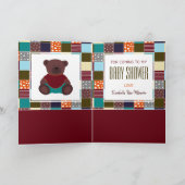 Patchwork Teddy Bear, Baby shower Hartelijk dank Bedankkaart (Binnen)
