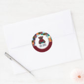 Patchwork Teddy Bear, Baby shower Ronde Sticker (Envelop)