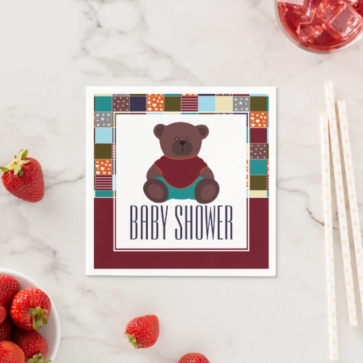 Patchwork Teddy Bear, Baby shower Servet (Insitu)