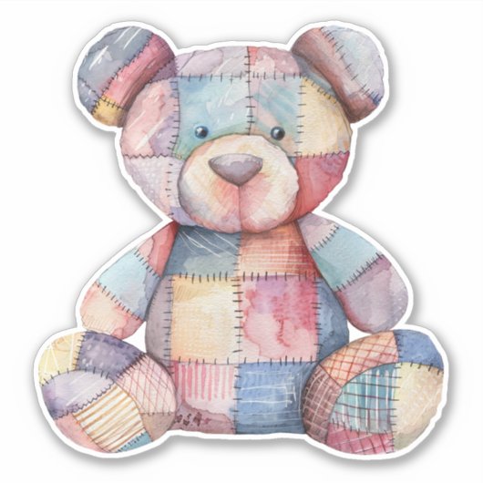 Patchwork Teddy Bear Sticker (Voorkant)