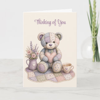 Patchwork Teddybeer Denk Aan Jou Vouwkaart Kaart