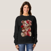 Patchwork Teddybeer Valentijn — Gequilteerde Luipa Trui (Voorkant volledig)