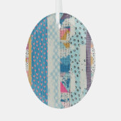 Patchwork Tegels Naadloos Patroonontwerp Glas Ornament (Voorkant links)