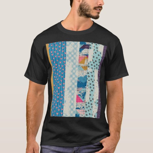 Patchwork Tegels Naadloos Patroonontwerp T-shirt (Voorkant)