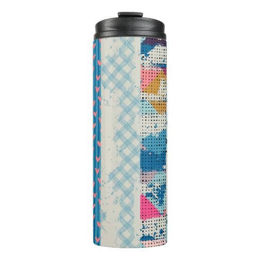 Patchwork Tegels Naadloos Patroonontwerp Thermosbeker (Voorkant)