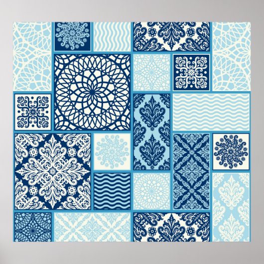 Patchwork tegels, naadloze achtergrond. poster (Voorkant)