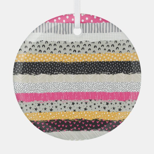 Patchwork Tegels: Veelzijdig naadloos ontwerp. Glas Ornament (Voorkant)