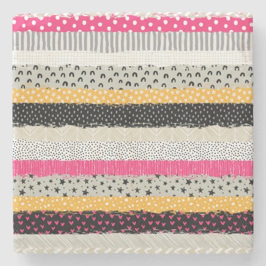 Patchwork Tegels: Veelzijdig naadloos ontwerp. Stenen Onderzetter (Voorkant)