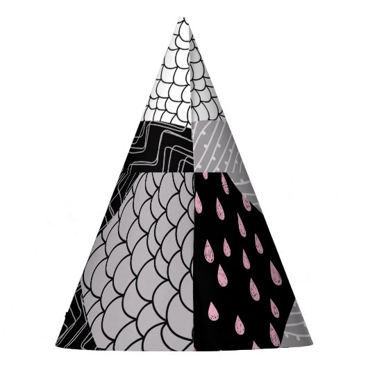 Patchwork tegels, vrij tekenpatroon. feesthoedjes (Achterkant)