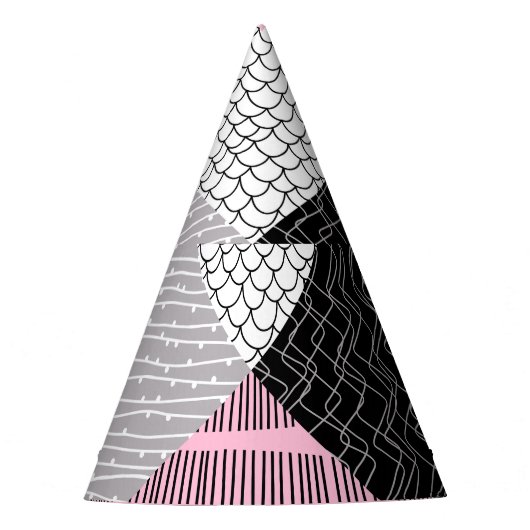 Patchwork tegels, vrij tekenpatroon. feesthoedjes (Voorkant)