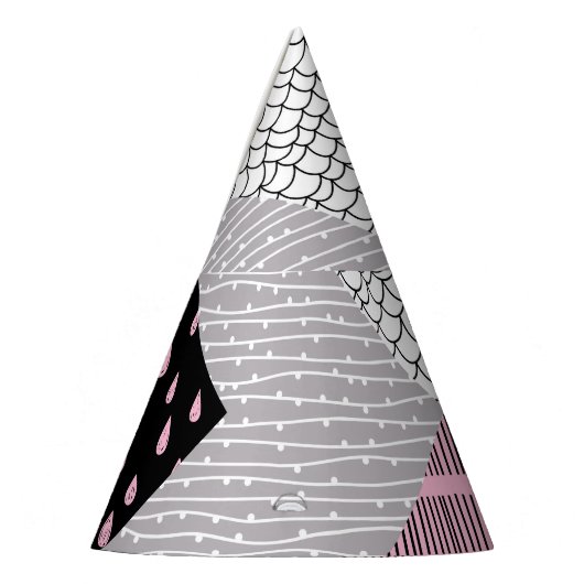 Patchwork tegels, vrij tekenpatroon. feesthoedjes (Links)