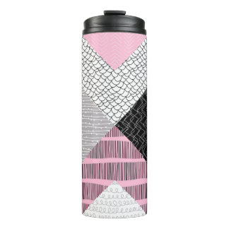 Patchwork tegels, vrij tekenpatroon. thermosbeker