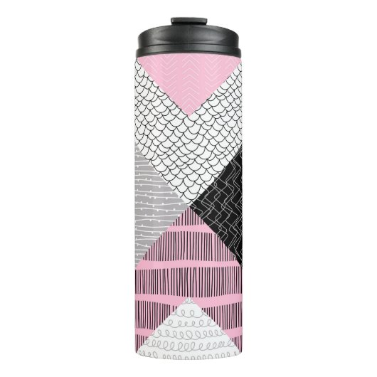 Patchwork tegels, vrij tekenpatroon. thermosbeker (Voorkant)