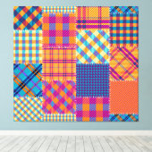 Patchwork textiel: naadloos  patroon. canvas afdruk (Insitu (Houten vloer))