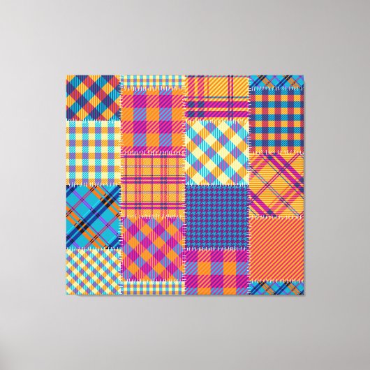 Patchwork textiel: naadloos  patroon. canvas afdruk (Voorkant)