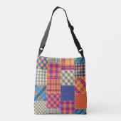 Patchwork textiel: naadloos patroon. crossbody tas (Achterkant)