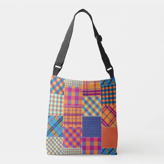 Patchwork textiel: naadloos patroon. crossbody tas (Voorkant)