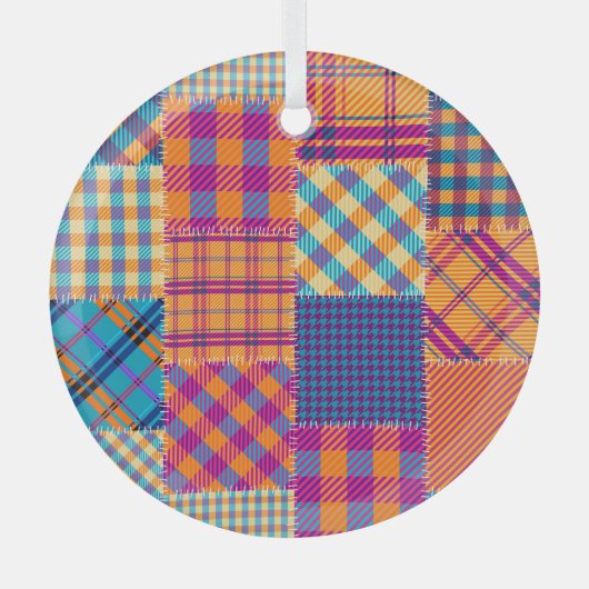 Patchwork textiel: naadloos patroon. glas ornament (Voorkant)