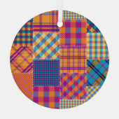 Patchwork textiel: naadloos patroon. glas ornament (Achterkant)