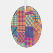 Patchwork textiel: naadloos patroon. glas ornament (Voorkant links)