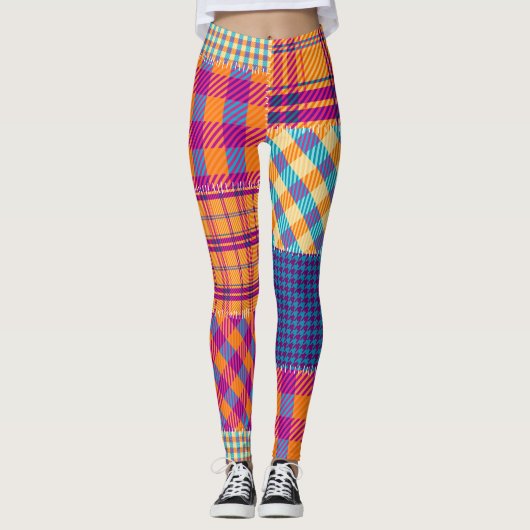 Patchwork textiel: naadloos patroon. leggings (Voorkant)
